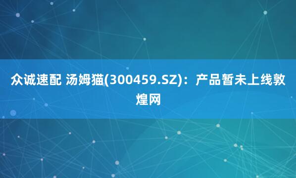 众诚速配 汤姆猫(300459.SZ)：产品暂未上线敦煌网